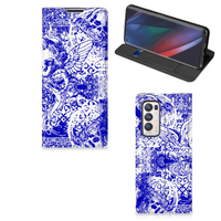 Mobiel BookCase OPPO Find X3 Neo Angel Skull Blauw