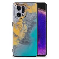 OPPO Find X5 Marmeren Print Telefoonhoesje Marble Blue Gold