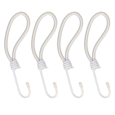 Spanelastiek / tentspanner met haak - 4x stuks - wit - spanners voor spandoek / afdekzeil