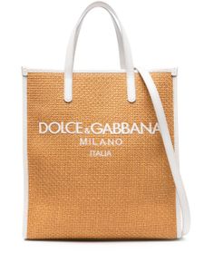 Dolce & Gabbana sac cabas à logo brodé - Marron