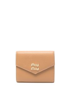 Miu Miu portefeuille en cuir à logo - Marron