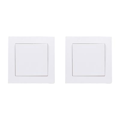 Wandcontactdoos - 2x - schakelaar - inbouw - wit - 80 x 80 mm - 250V AC/10A