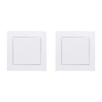Wandcontactdoos - 2x - schakelaar - inbouw - wit - 80 x 80 mm - 250V AC/10A