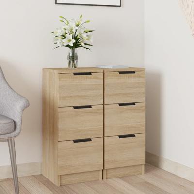 Dressoirs 2 st 30x30x70 cm bewerkt hout sonoma eikenkleurig