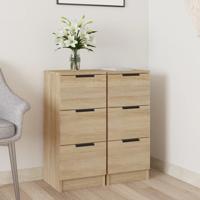 Dressoirs 2 st 30x30x70 cm bewerkt hout sonoma eikenkleurig - thumbnail