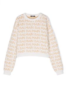 Balmain Kids sweat en coton à logo imprimé - Tons neutres