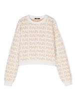 Balmain Kids sweat en coton à logo imprimé - Tons neutres - thumbnail