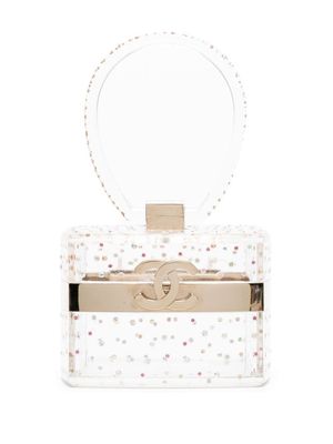 CHANEL Pre-Owned mini sac à main à ornements strassés à logo CC (2004) - Blanc