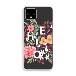Hello in flowers: Pixel 4 Transparant Hoesje