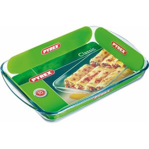 2x Rechthoekige glazen ovenschaal 3,7 liter 40 x 27 x 5,5 cm