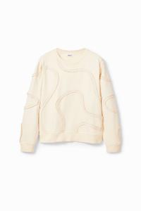 Sweatshirt met geplooid lint - WHITE - XS