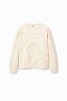 Sweatshirt met geplooid lint - WHITE - XS - thumbnail