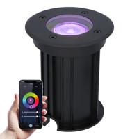 Maisy Smart Grondspot Rond - Ø12cm - 5.5 Watt 400 lumen - RGBWW - Wifi + Bluetooth - Bestuurbaar via app - IP67 waterdicht - Google Home, Amazon Alexa en Siri - Zwart