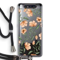 Peachy flowers: Samsung Galaxy A80 Transparant Hoesje met koord