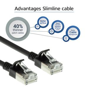 ACT Zwarte 2 meter LSZH U/FTP CAT6A datacenter slimline patchkabel snagless met RJ45 connectoren