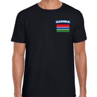 Gambia t-shirt met vlag zwart op borst voor heren - thumbnail