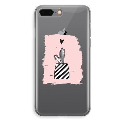Zwart-wit cactus: iPhone 8 Plus Transparant Hoesje