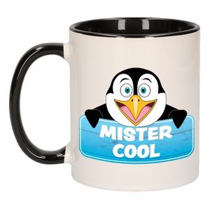 Kinder pinguin mok / beker Mister Cool zwart / wit 300 ml