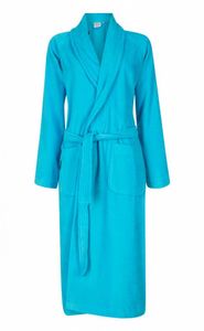 badjas unisex aquablauw met sjaalkraag