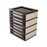 Ladeblokje/bureau organizer 4x grote lades - bruin/beige - L26 x B35 x H39 cm - kunststof - thumbnail