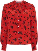 Alessandra Rich blouse en soie à fleurs - Rouge