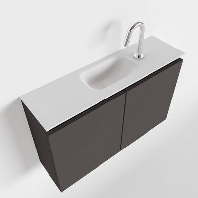 Toiletmeubel Mondiaz Ture | 80 cm | Meubelkleur Dark grey | Eden wastafel Talc Midden | 1 kraangat
