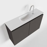 Toiletmeubel Mondiaz Ture | 80 cm | Meubelkleur Dark grey | Eden wastafel Talc Midden | 1 kraangat