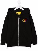 Off-White Kids hoodie zippé à logo imprimé - Noir