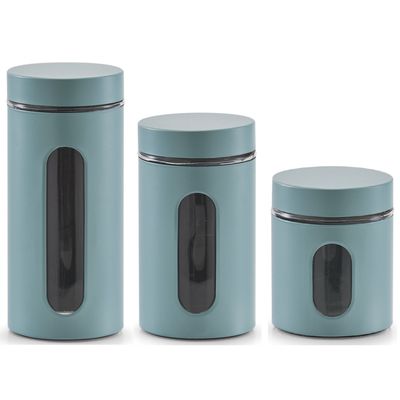 Set van 3x keuken voedsel opslag voorraadpotten groen in 3 formaten