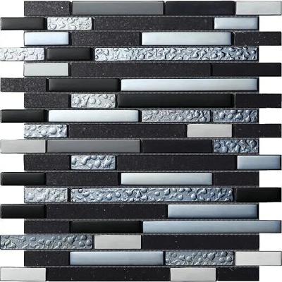 Mozaïek tegels Kwarts Zwart 30x30 - Rechthoek Wandtegels Glas