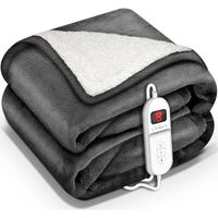 Sinnlein- Elektrische deken met automatische uitschakeling, antraciet, 200 x 180 cm, warmtedeken met 9 temperatuurniv... - thumbnail