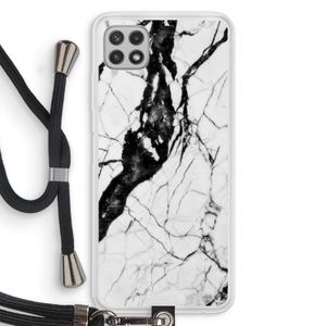 Witte marmer 2: Samsung Galaxy A22 4G Transparant Hoesje met koord