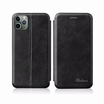 Voor iPhone 11 TPU + PU geïntegreerde spanning magnetische kaarthouder retro lederen draagtas (zwart)