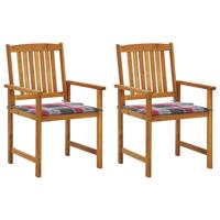 Tuinstoelen 2 st met kussens massief acaciahout