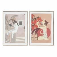 Schilderij DKD Home Decor Vrouw (2 Stuks) (50 x 3 x 70 cm)