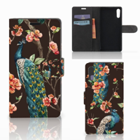 Sony Xperia XZ | Sony Xperia XZs | Telefoonhoesje | Met pasjeshouder | Pauw met Bloemen