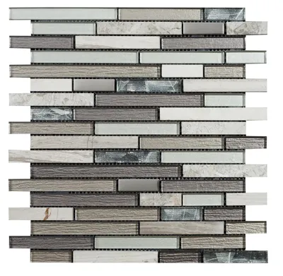 Mozaïek tegels Brick Grijs 30 x 30 - Rechthoek Wandtegel Glas
