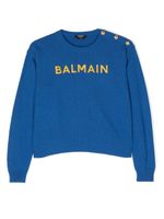 Balmain Kids pull à logo brodé - Bleu