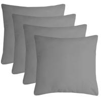 Stof Textile sierkussen Nelson - 4x - grijs - 40 x 40 cm - bank kussens - polyester