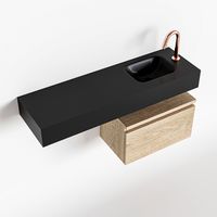 Toiletmeubel Mondiaz Andor | 100 cm | Meubelkleur Washed oak | Lex vrijhangend wastafel Urban Rechts | 1 kraangat