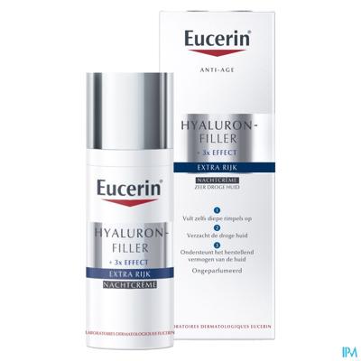 Eucerin Hyaluron-Filler Extra Rijk Nachtcrème Anti-Age en Rimpels Zeer Droge Huid 50ml