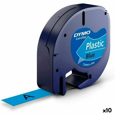 Gelamineerde Tape voor Labelmakers Dymo 91205 12 mm LetraTag Zwart Blauw (10 Stuks)
