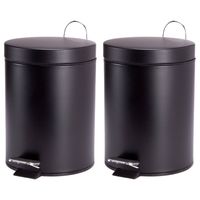 MSV Prullenbak/pedaalemmer - 2x - metaal - zwart - 5 liter - 20 x 28 cm - Badkamer/toilet - Pedaalemmers