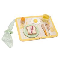 Classic World houten ontbijtset - vintage speelgoed dienblad 13-delig.