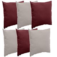 Bank/sier/tuin kussens voor binnen/buiten set 6x stuks bordeaux rood/taupe 40 x 40 cm - thumbnail