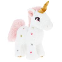 Keel Toys pluche eenhoorn knuffel - wit/roze - 16 cm - mystieke dieren - met glitter sterren - thumbnail