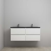 On-Line Onderkast - 120 cm - Voorgemonteerd - Ladestructuur - Acryl Wastafel - 2 Kraangaten - Hoogglans Wit