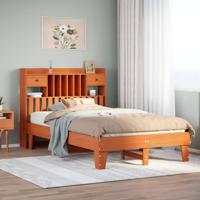 Bedframe zonder matras massief grenenhout wasbruin 135x190 cm