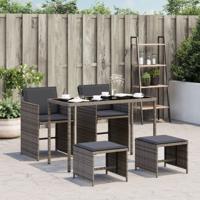 5-delige Tuinset met kussens poly rattan grijs