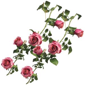 Kunstbloemen slinger rozen Emily - 2x - 145 cm - roze - guirlande - decoratie - bruiloft versiering